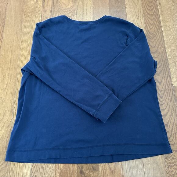 LRL Ralph Lauren Equestrian Women's Medium Shirt Long Sleeve Top Navy‎ Suede 3X - Picture 8 of 9